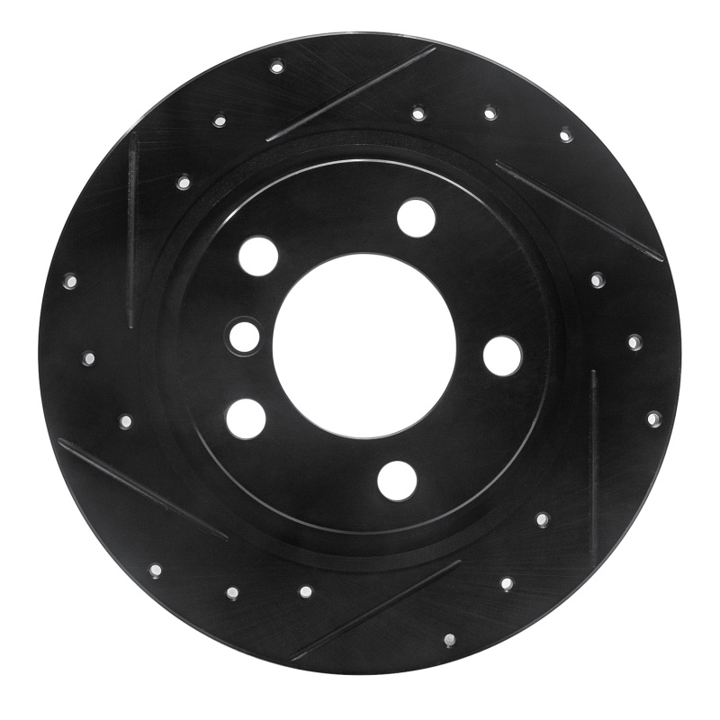 Mini Cooper Paceman Brake Rotor (1) - Rear Left - R1 Concepts - Drilled & Slotted - Black - `13-`16